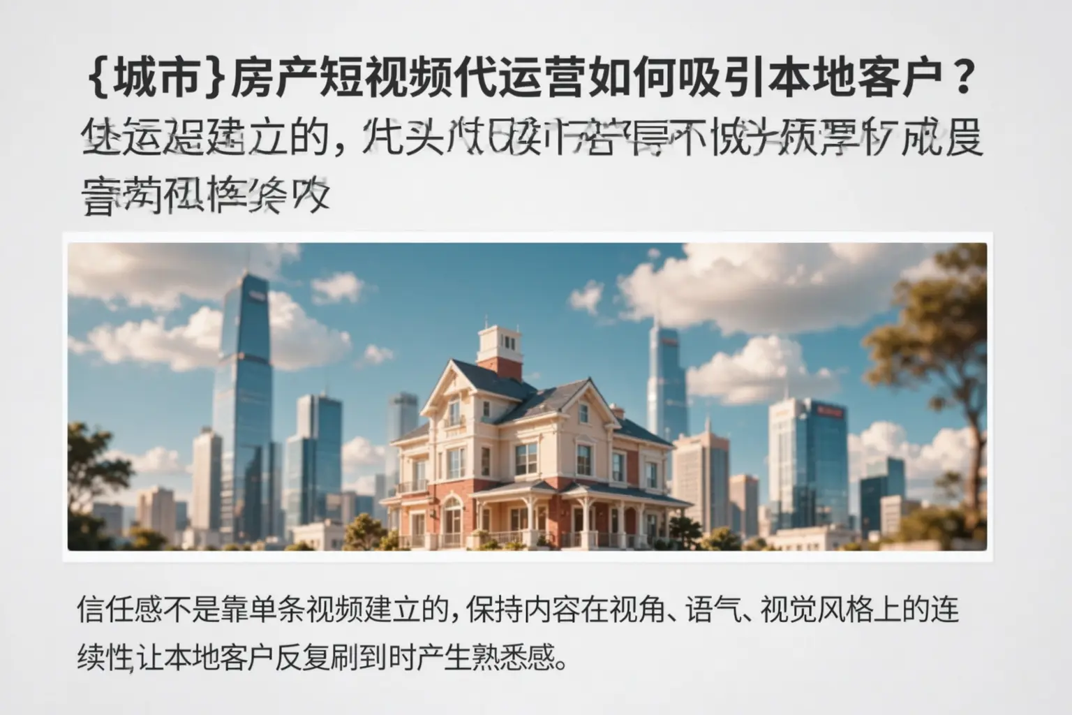 图木舒克房产短视频代运营如何吸引本地客户？