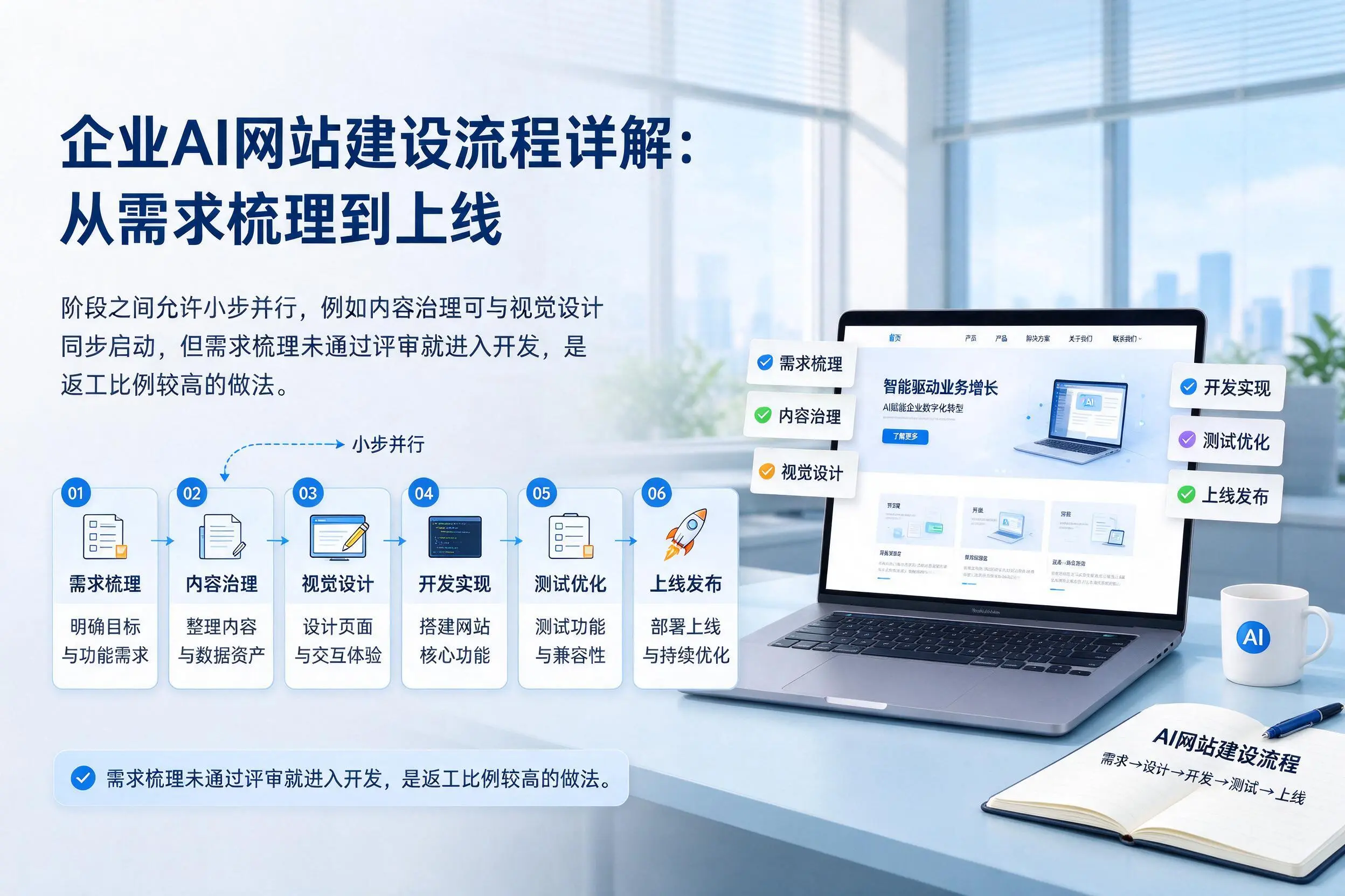 图木舒克企业AI网站建设流程详解:从需求梳理到上线