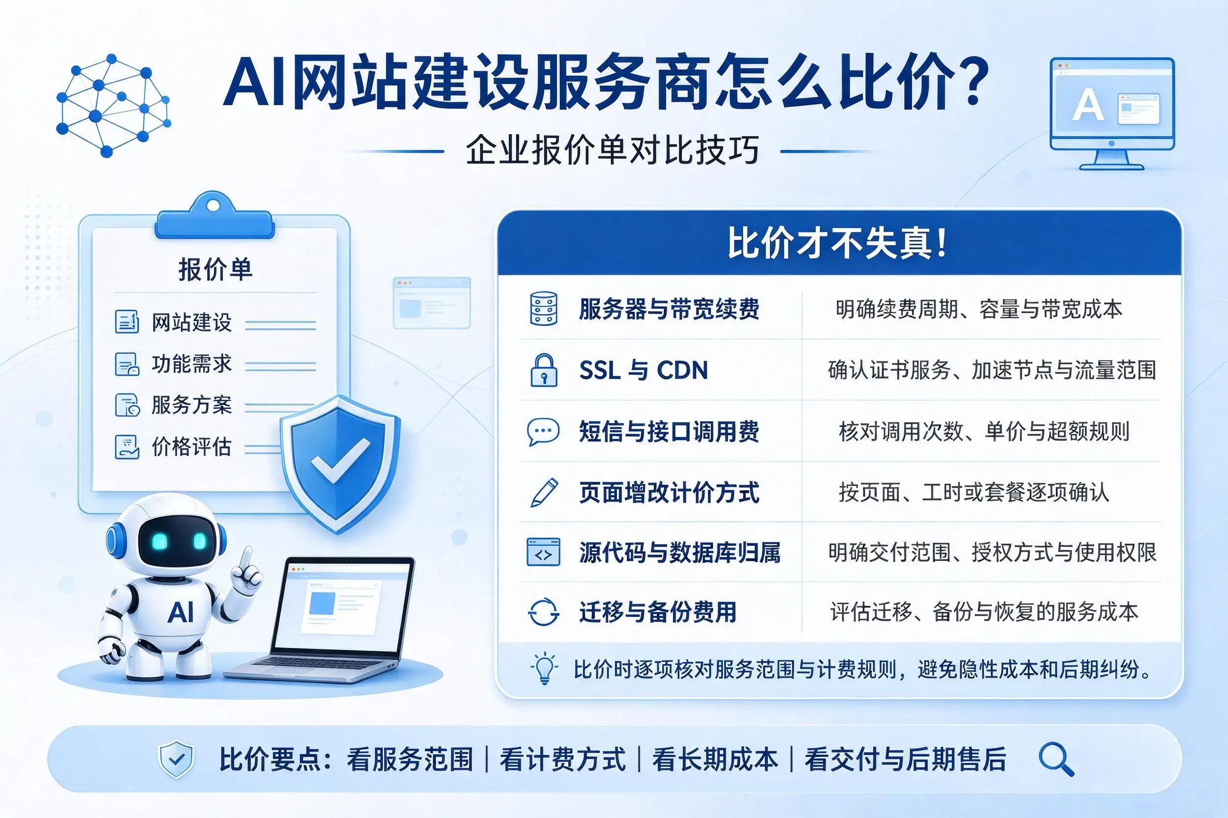 AI网站建设服务商怎么比价？图木舒克企业报价单对比技巧