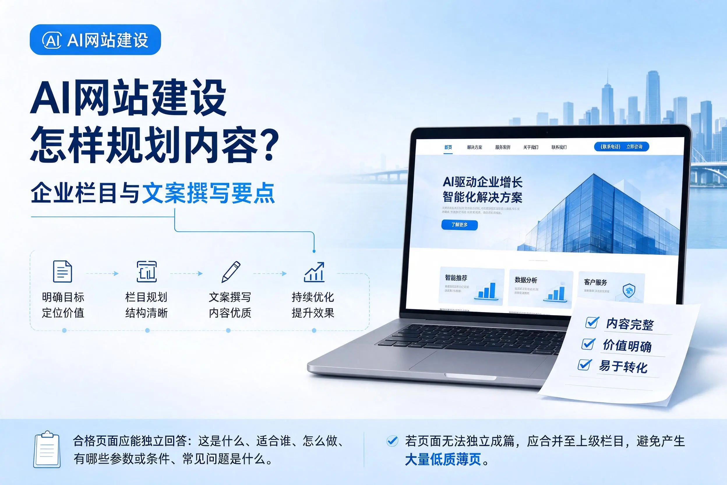 AI网站建设怎样规划内容?图木舒克企业栏目与文案撰写要点