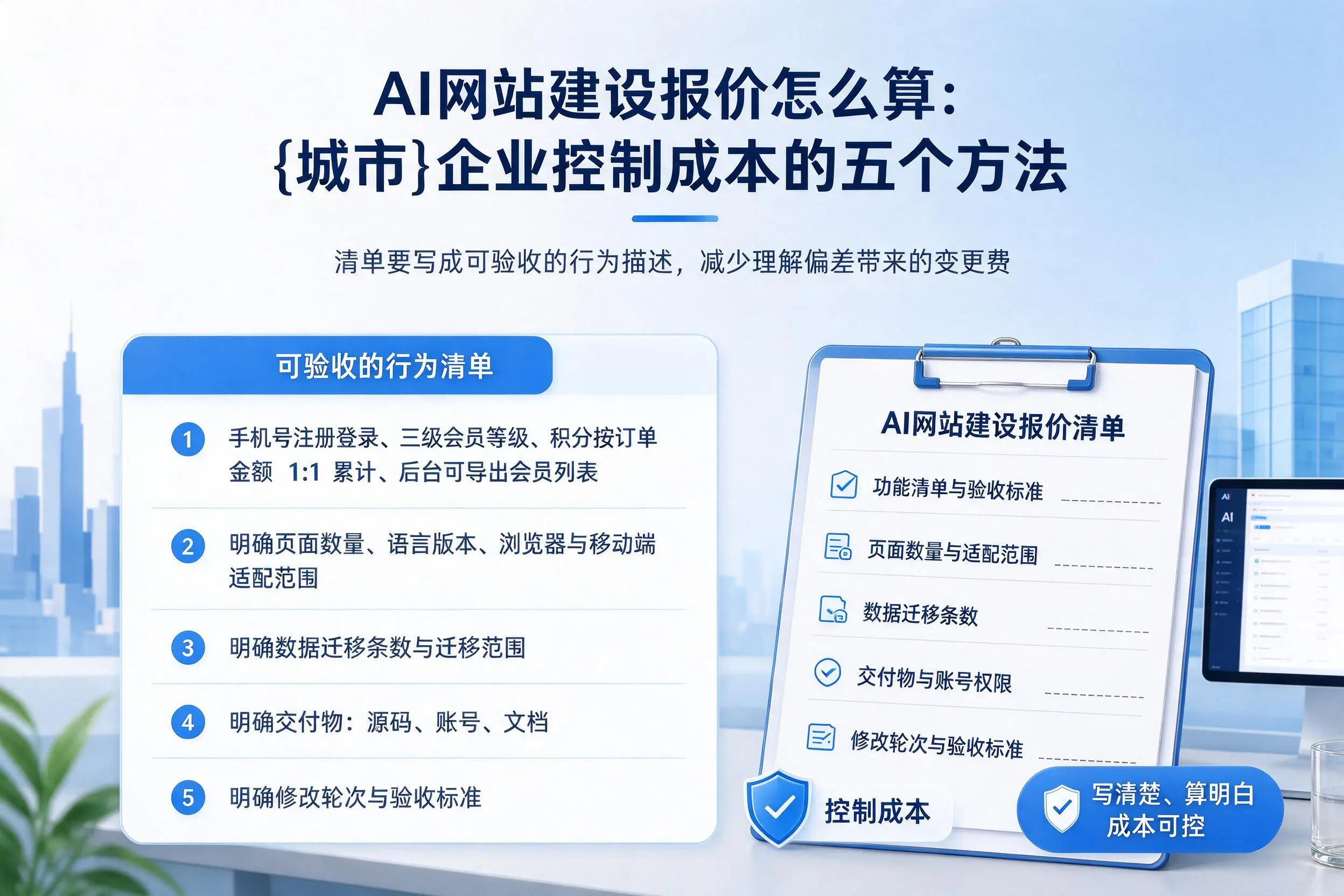 AI网站建设报价怎么算:图木舒克企业控制成本的五个方法